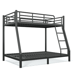 English Elm Twin Over Full Steel Bunk Bed with Round Tubing Matte Black Frame for Shared Rooms W1580P454732