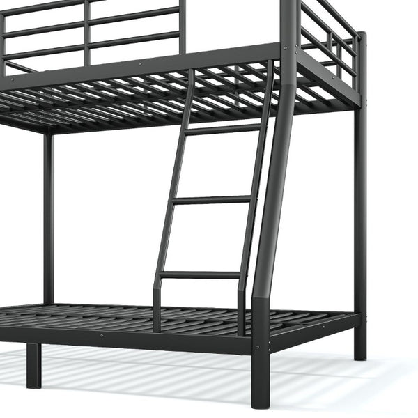 English Elm Twin Over Full Steel Bunk Bed with Round Tubing Matte Black Frame for Shared Rooms W1580P454732