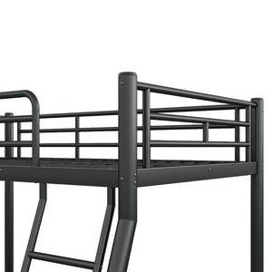 English Elm Twin Over Full Steel Bunk Bed with Round Tubing Matte Black Frame for Shared Rooms W1580P454732