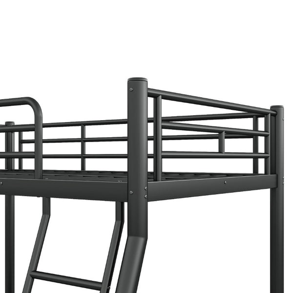 English Elm Twin Over Full Steel Bunk Bed with Round Tubing Matte Black Frame for Shared Rooms W1580P454732