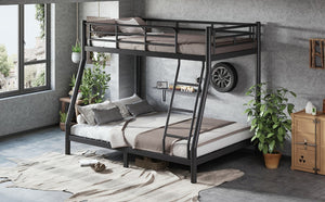 English Elm Twin Over Full Steel Bunk Bed with Round Tubing Matte Black Frame for Shared Rooms W1580P454732