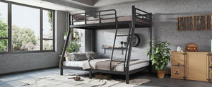 English Elm Twin Over Full Steel Bunk Bed with Round Tubing Matte Black Frame for Shared Rooms W1580P454732