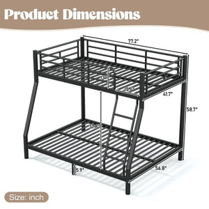 English Elm Twin Over Full Steel Bunk Bed with Round Tubing Matte Black Frame for Shared Rooms W1580P454732