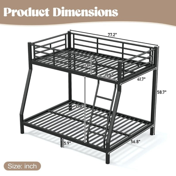 English Elm Twin Over Full Steel Bunk Bed with Round Tubing Matte Black Frame for Shared Rooms W1580P454732