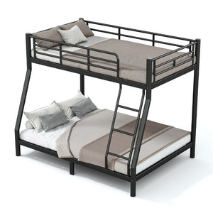 English Elm Twin Over Full Steel Bunk Bed with Round Tubing Matte Black Frame for Shared Rooms W1580P454732