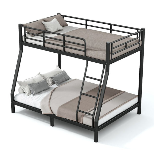 English Elm Twin Over Full Steel Bunk Bed with Round Tubing Matte Black Frame for Shared Rooms W1580P454732