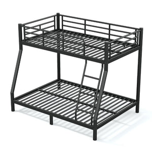English Elm Twin Over Full Steel Bunk Bed with Round Tubing Matte Black Frame for Shared Rooms W1580P454732