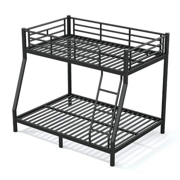 English Elm Twin Over Full Steel Bunk Bed with Round Tubing Matte Black Frame for Shared Rooms W1580P454732