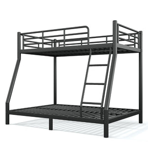 English Elm Twin Over Full Steel Bunk Bed with Round Tubing Matte Black Frame for Shared Rooms W1580P454732