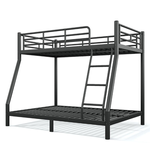 English Elm Twin Over Full Steel Bunk Bed with Round Tubing Matte Black Frame for Shared Rooms W1580P454732