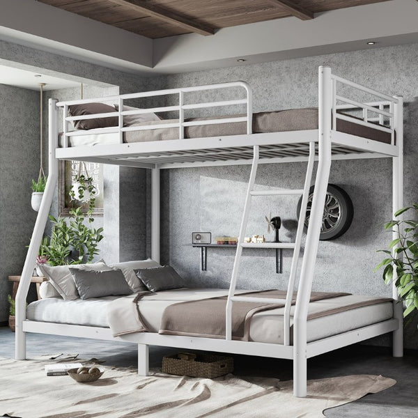 English Elm Twin Over Full Metal Bunk Bed Round Tube Steel Frame Space Saving No Box Spring W1580P454734