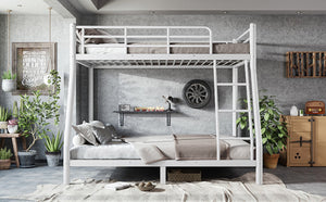 English Elm Twin Over Full Metal Bunk Bed Round Tube Steel Frame Space Saving No Box Spring W1580P454734