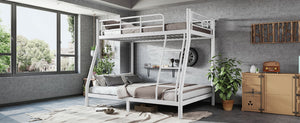 English Elm Twin Over Full Metal Bunk Bed Round Tube Steel Frame Space Saving No Box Spring W1580P454734