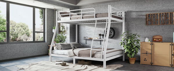 English Elm Twin Over Full Metal Bunk Bed Round Tube Steel Frame Space Saving No Box Spring W1580P454734
