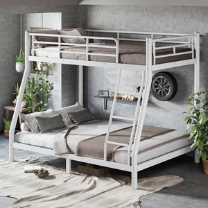 English Elm Twin Over Full Metal Bunk Bed Round Tube Steel Frame Space Saving No Box Spring W1580P454734