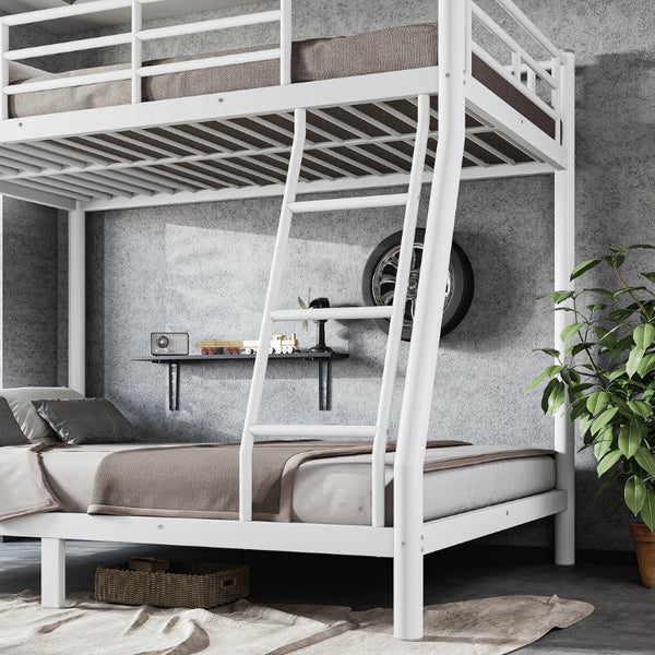 English Elm Twin Over Full Metal Bunk Bed Round Tube Steel Frame Space Saving No Box Spring W1580P454734