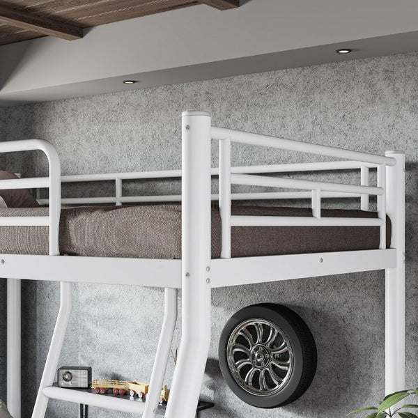 English Elm Twin Over Full Metal Bunk Bed Round Tube Steel Frame Space Saving No Box Spring W1580P454734