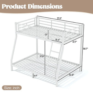 English Elm Twin Over Full Metal Bunk Bed Round Tube Steel Frame Space Saving No Box Spring W1580P454734