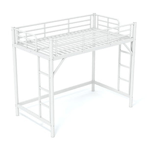 English Elm Twin XL Metal Loft Bed with Guardrails and Dual Ladders for Dorm or Teen Room W1580P455014