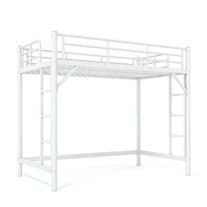 English Elm Twin XL Metal Loft Bed with Guardrails and Dual Ladders for Dorm or Teen Room W1580P455014