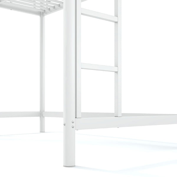 English Elm Twin XL Metal Loft Bed with Guardrails and Dual Ladders for Dorm or Teen Room W1580P455014