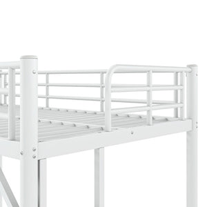 English Elm Twin XL Metal Loft Bed with Guardrails and Dual Ladders for Dorm or Teen Room W1580P455014