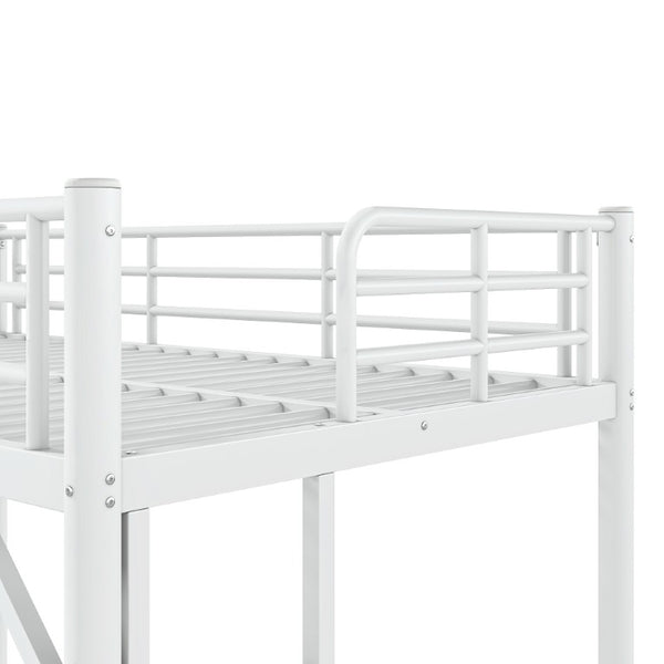 English Elm Twin XL Metal Loft Bed with Guardrails and Dual Ladders for Dorm or Teen Room W1580P455014