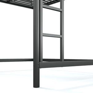 English Elm Full Size Iron Loft Bed with Dual Ladders Guardrails and Open Floor Space Below Black W1580P455015