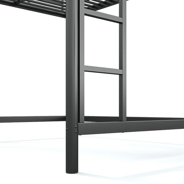 English Elm Full Size Iron Loft Bed with Dual Ladders Guardrails and Open Floor Space Below Black W1580P455015