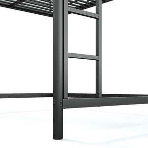 English Elm Queen Iron Loft Bed with Guardrails and Ladder Space Saving Industrial Sleeping Platform W1580P455017