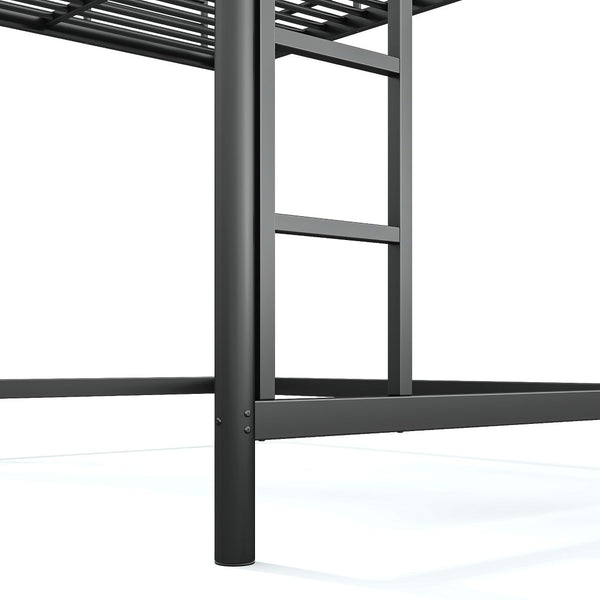 English Elm Queen Iron Loft Bed with Guardrails and Ladder Space Saving Industrial Sleeping Platform W1580P455017
