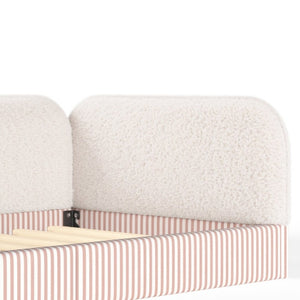 English Elm Twin Montessori Floor Bed Teddy Fleece Upholstered Low Platform with Safety Guardrails Beige W1580P493110