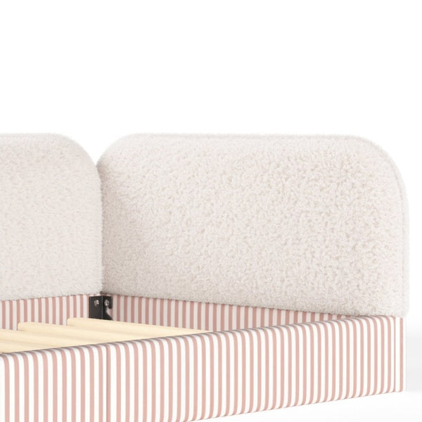 English Elm Twin Montessori Floor Bed Teddy Fleece Upholstered Low Platform with Safety Guardrails Beige W1580P493110