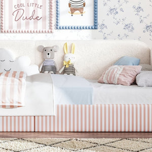 English Elm Twin Montessori Floor Bed Teddy Fleece Upholstered Low Platform with Safety Guardrails Beige W1580P493110