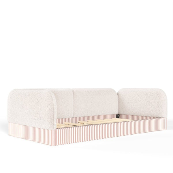 English Elm Twin Montessori Floor Bed Teddy Fleece Upholstered Low Platform with Safety Guardrails Beige W1580P493110