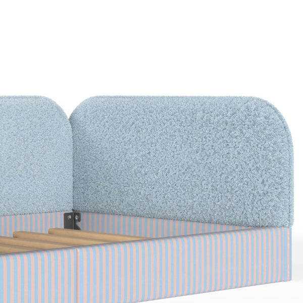 English Elm Twin Montessori Floor Bed Teddy Fleece Upholstered Low Platform with Safety Guardrails Blue W1580P493112