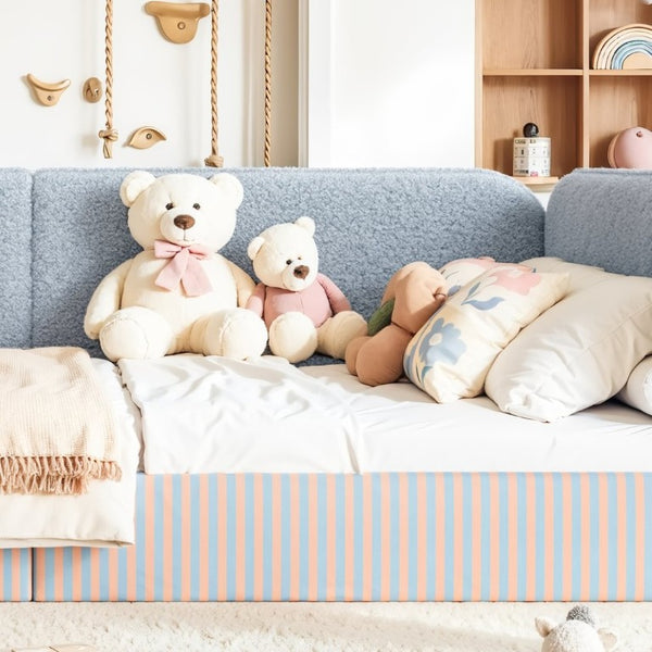 English Elm Queen Montessori Floor Bed Plush Fleece Upholstered Low Platform Kids Frame Blue W1580P493124