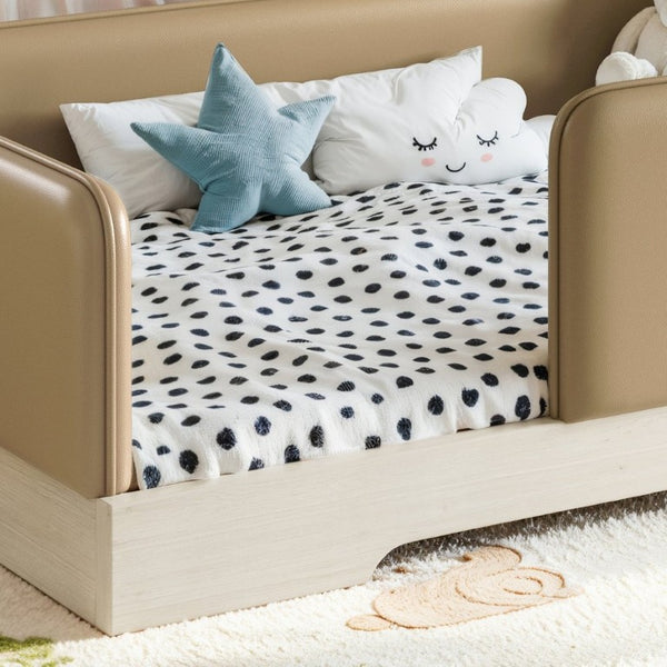 English Elm Twin Montessori Floor Bed Faux Leather Padded Frame with Removable Guardrails Kids Brown W1580P493126