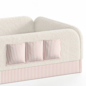 English Elm Twin Montessori Floor Bed Teddy Fleece Kids Frame with Surround Safety Rails and Storage Beige W1580P493495