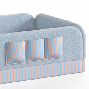 English Elm Twin Montessori Floor Bed Teddy Fleece Kids Frame with Surround Safety Rails and Storage Blue W1580P493497