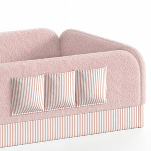 English Elm Twin Montessori Floor Bed Teddy Fleece Kids Frame with Surround Safety Rails and Storage Pink W1580P493504