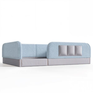English Elm Full Montessori Floor Bed with Plush Teddy Fleece Frame Padded Rails and Side Pocket Blue W1580P493509