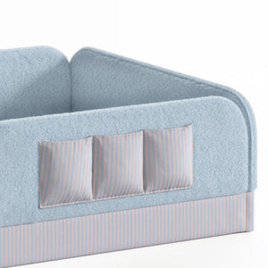 English Elm Full Montessori Floor Bed with Plush Teddy Fleece Frame Padded Rails and Side Pocket Blue W1580P493509