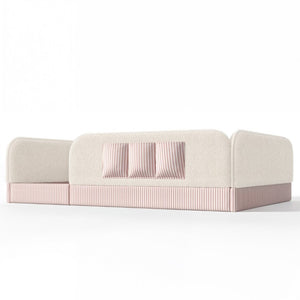 English Elm Queen Montessori Floor Bed Teddy Fleece Surround Rails Kids Cozy Low Profile Frame Beige W1580P493512