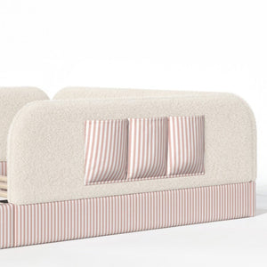 English Elm Queen Montessori Floor Bed Teddy Fleece Surround Rails Kids Cozy Low Profile Frame Beige W1580P493512