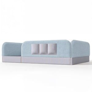 English Elm Queen Montessori Floor Bed Teddy Fleece Surround Rails Kids Cozy Low Profile Frame Blue W1580P493513