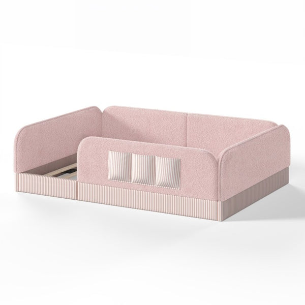English Elm Queen Montessori Floor Bed Teddy Fleece Surround Rails Kids Cozy Low Profile Frame Pink W1580P493514