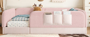 English Elm Queen Montessori Floor Bed Teddy Fleece Surround Rails Kids Cozy Low Profile Frame Pink W1580P493514