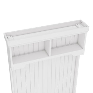 English Elm Hall Tree Entryway Organizer with Bench Hooks Cabinet and Open Display Shelf White W1580P501332