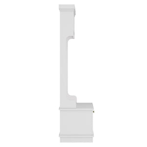 English Elm Hall Tree Entryway Organizer with Bench Hooks Cabinet and Open Display Shelf White W1580P501332